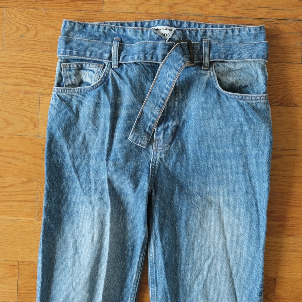 Reformation Cynthia Belted High‎ Rise Straight Jeans Blue Denim 29 Sustainable - Picture 2 of 9